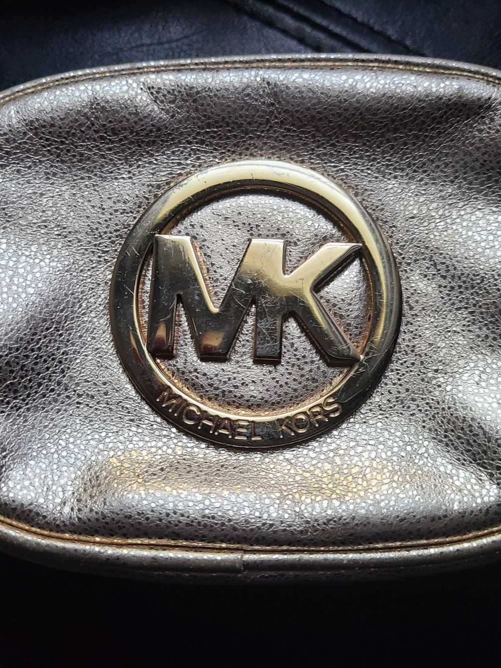 Michael Kors Women's Metallic Gold Logo Makeup Bag